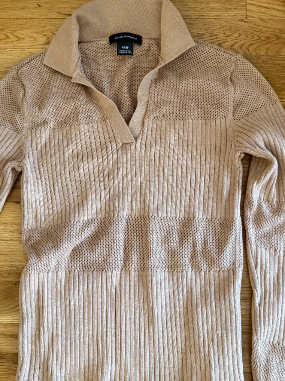 Club Monaco Knit Polo Sweater XS Beige